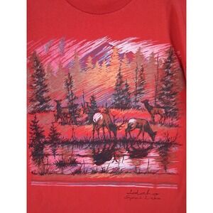 VTG Stedman Mens‎ Shirt Large Red Spirit Lake Idaho Elk Graphic Super Hi Cru